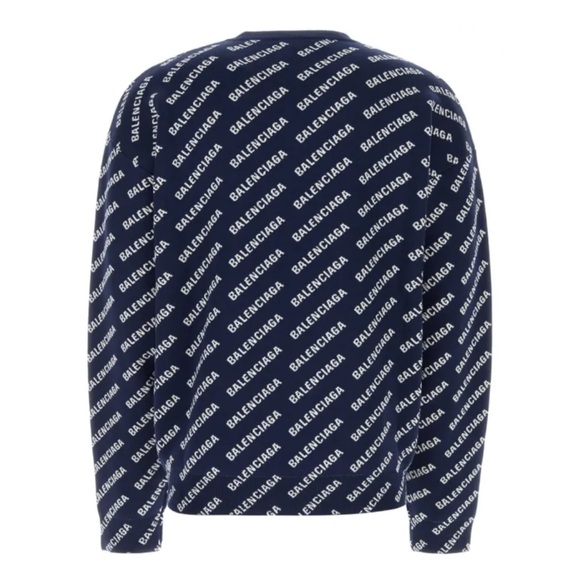 ❌SOLD❌ Balenciaga Mirror Mini Allover Logo Knit Jacquard Sweater Blue, NWT - Picture 5 of 5